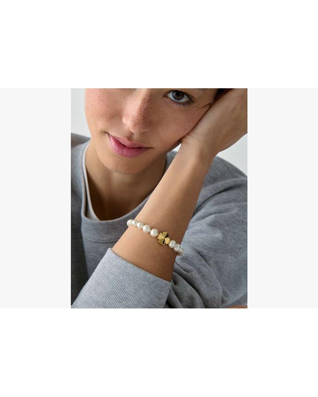 Kate Spade White Kate Spade Spade Flower Pearl Bracelet