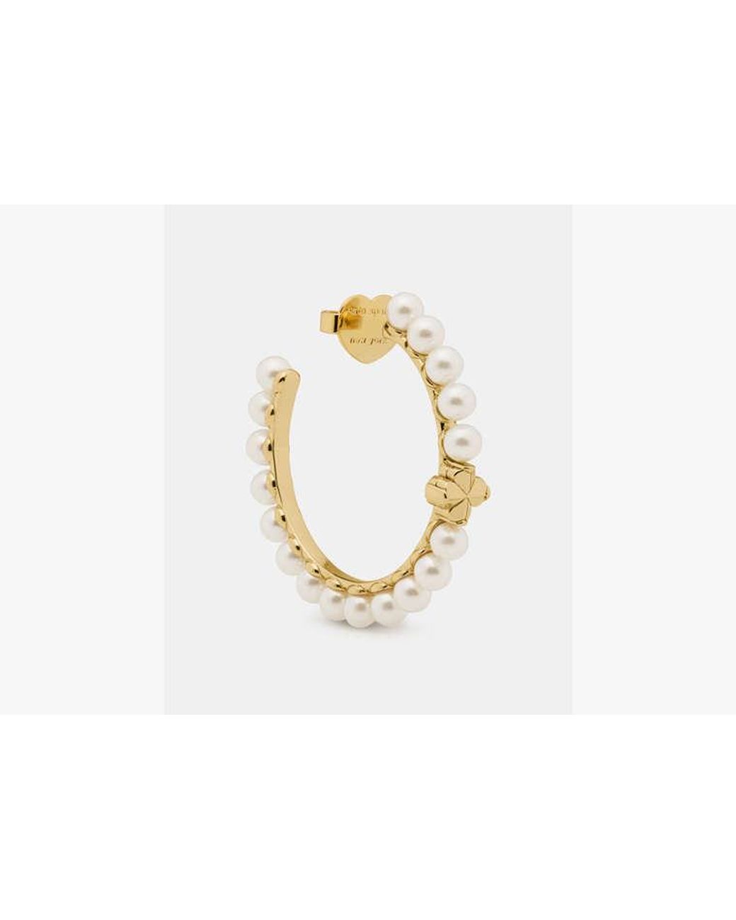 Kate Spade White Spade Flower Pearl Hoops