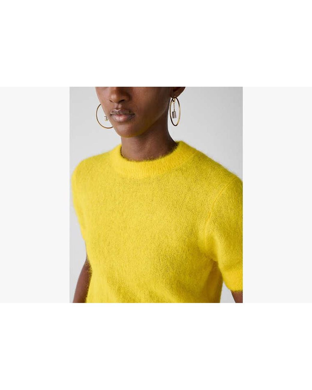Kate Spade Yellow Kate Spade Fuzzy Short Sleeve Sweater
