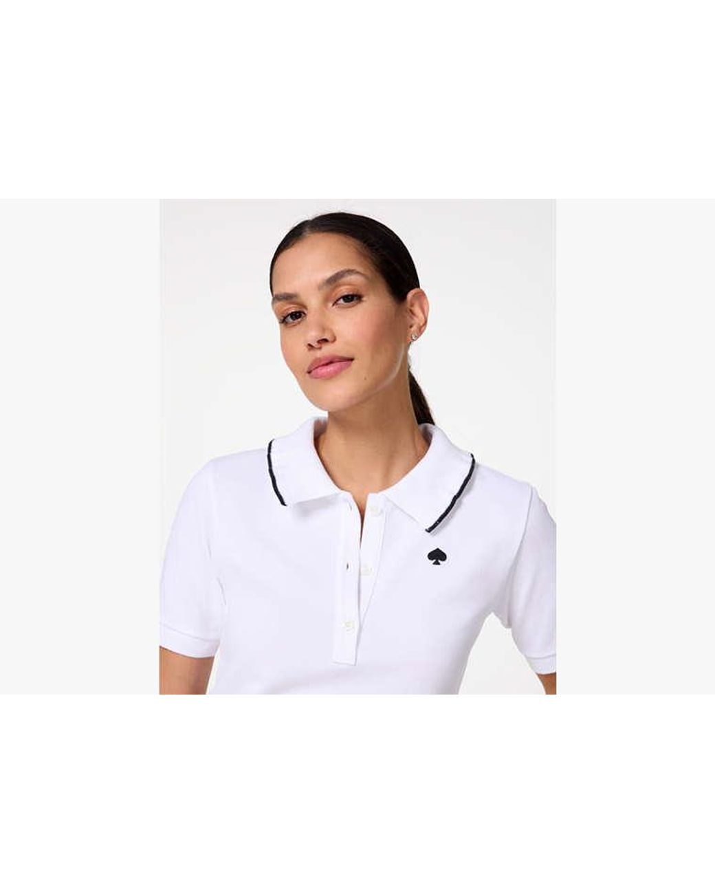 Kate Spade White Ruffle Logo Polo Shirt