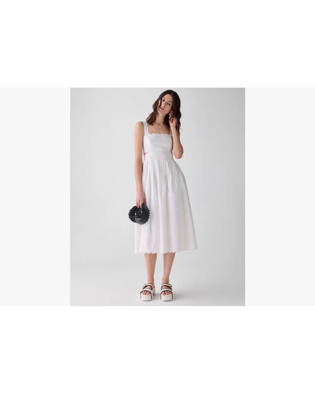 Kate Spade White Kate Spade Scallop Open Back Midi Dress