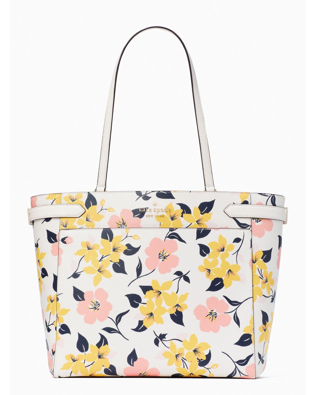 Kate Spade Staci Lily Blooms Laptop Tote in Natural Lyst