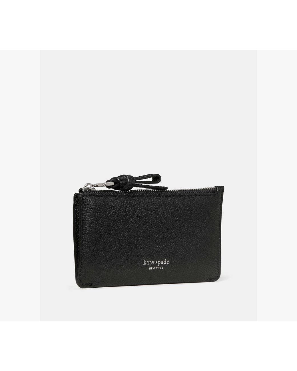 Kate Spade Black Loop Pebbled Leather Ew Zip Card Case