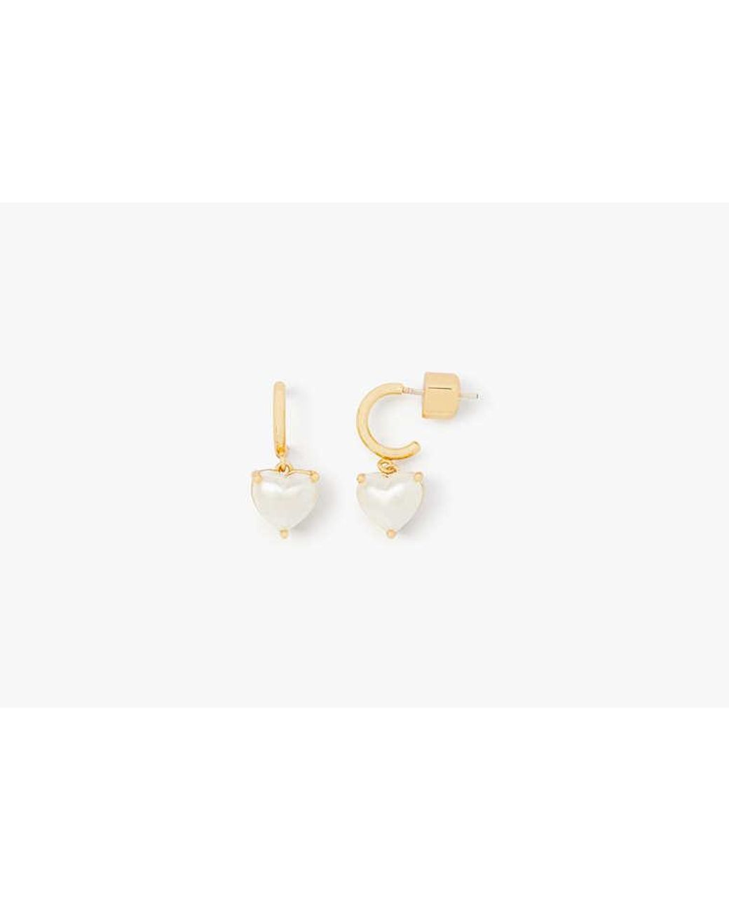 Kate Spade White Kate Spade My Love Heart Huggies Earring