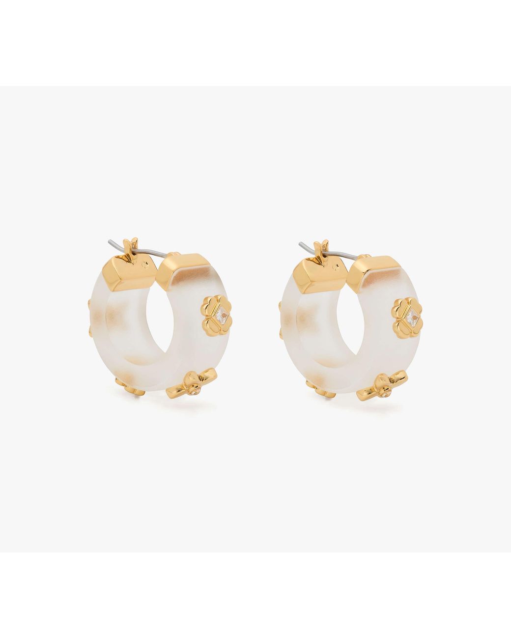 Kate Spade White Kate Spade Heritage Bloom Small Hoop Earring