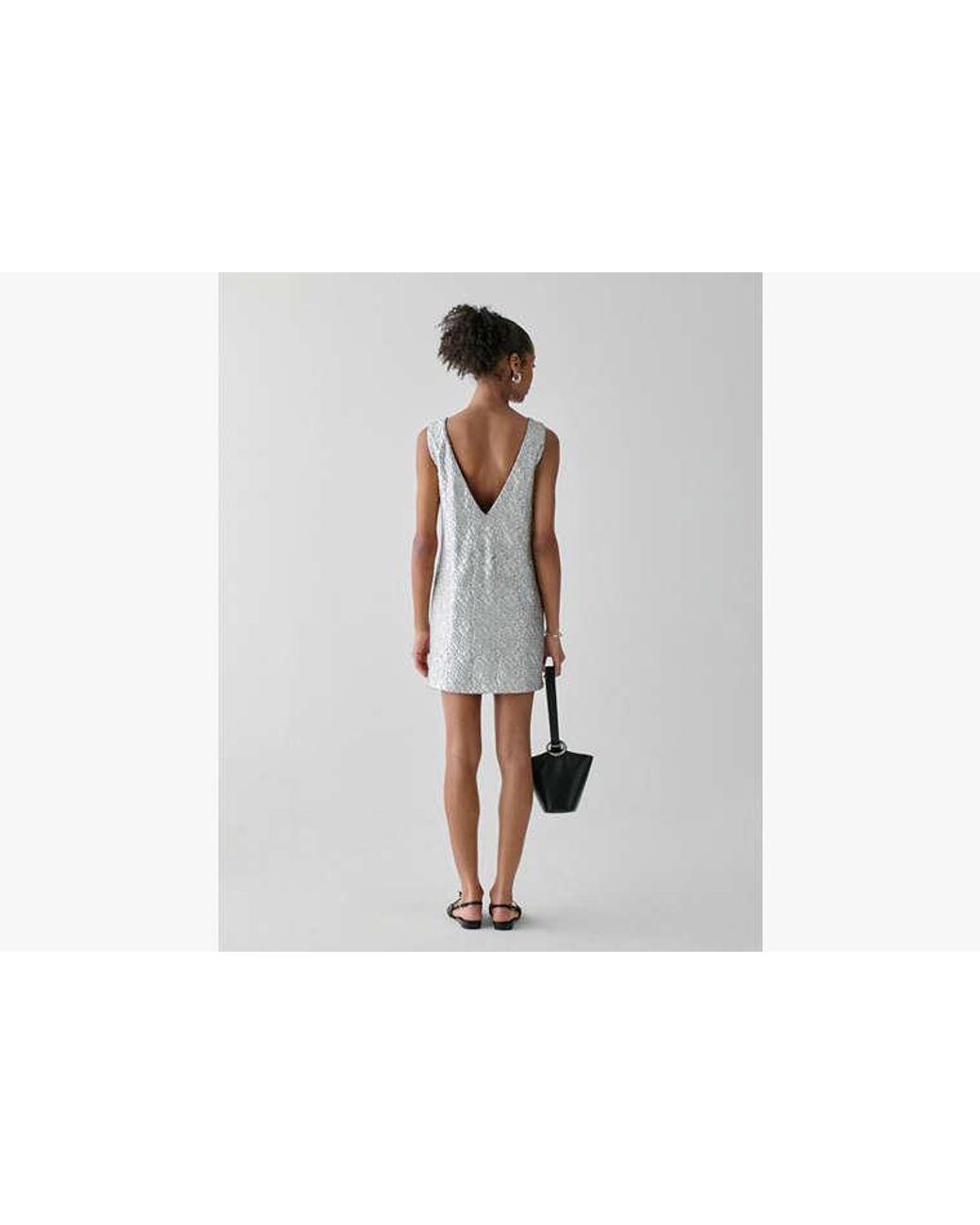 Kate Spade Gray Foil Lace Shift Dress
