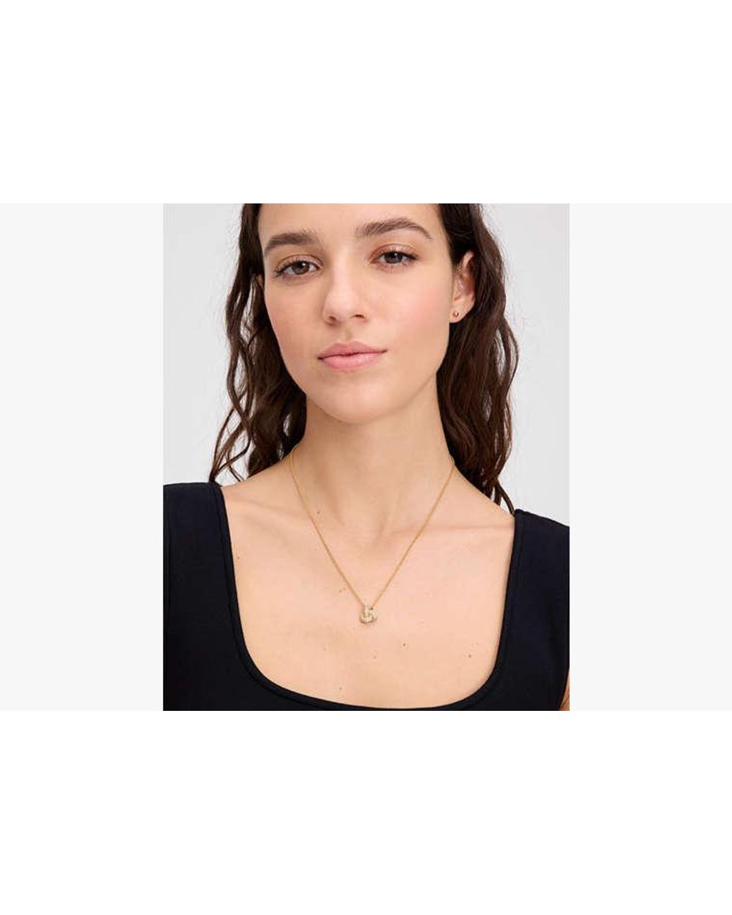 Kate Spade White Kate Spade Double Knot Pave Pendant Necklace