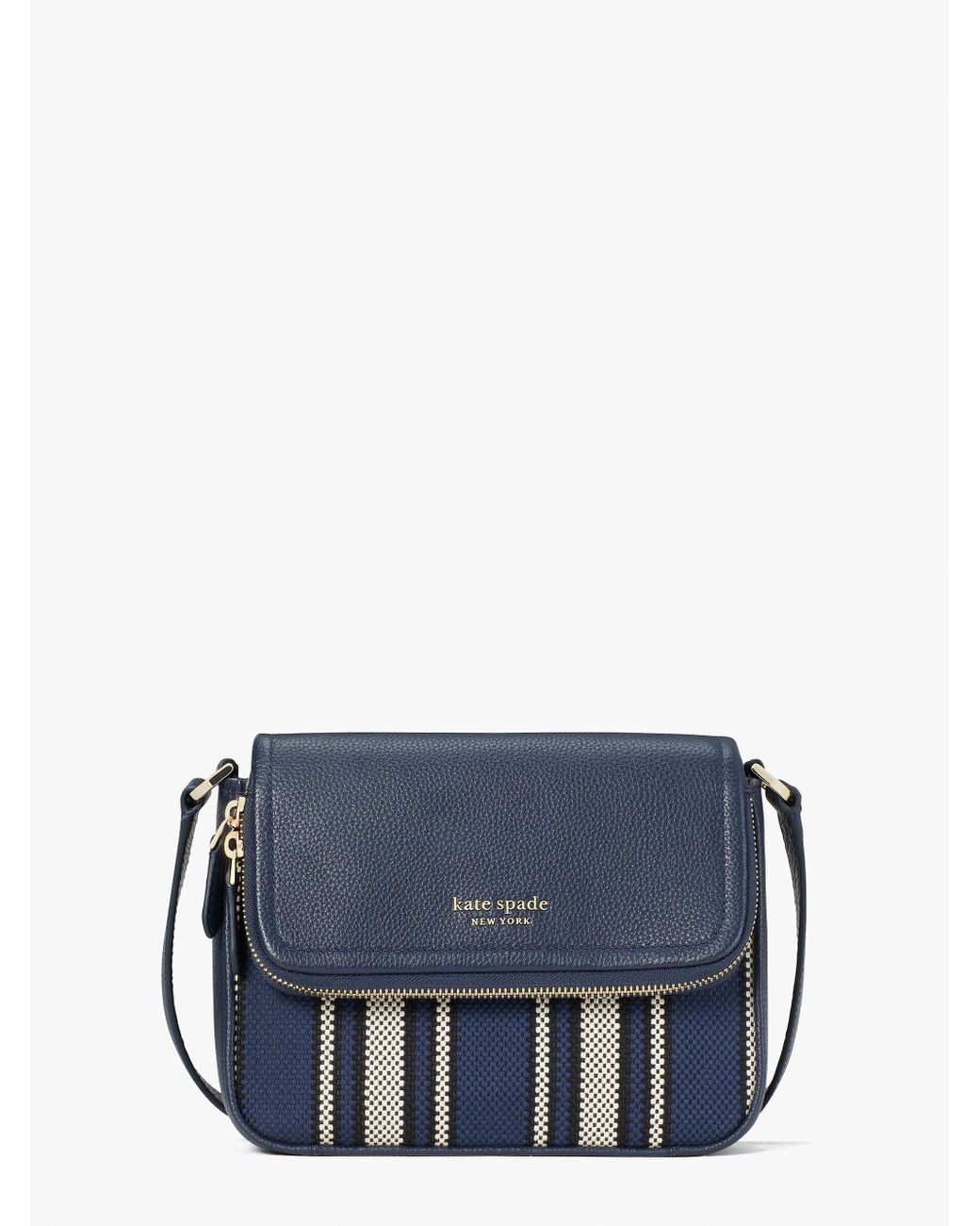 Kate Spade Run Around Canvas Stripe Large Flap Crossbody in Blue Lyst