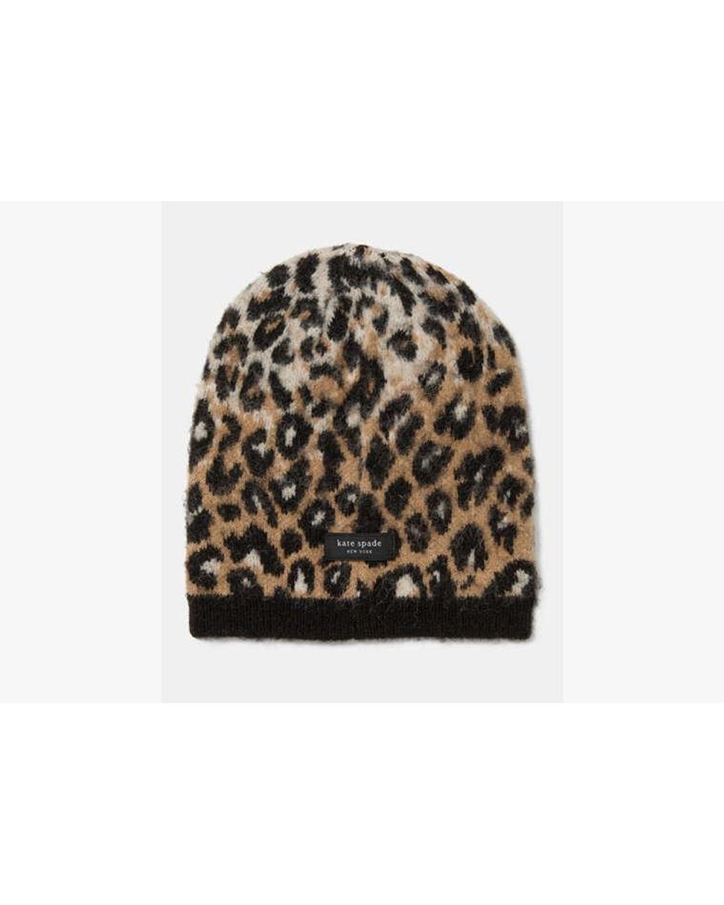 Kate Spade White Kate Spade Downtown Leopard Beanie