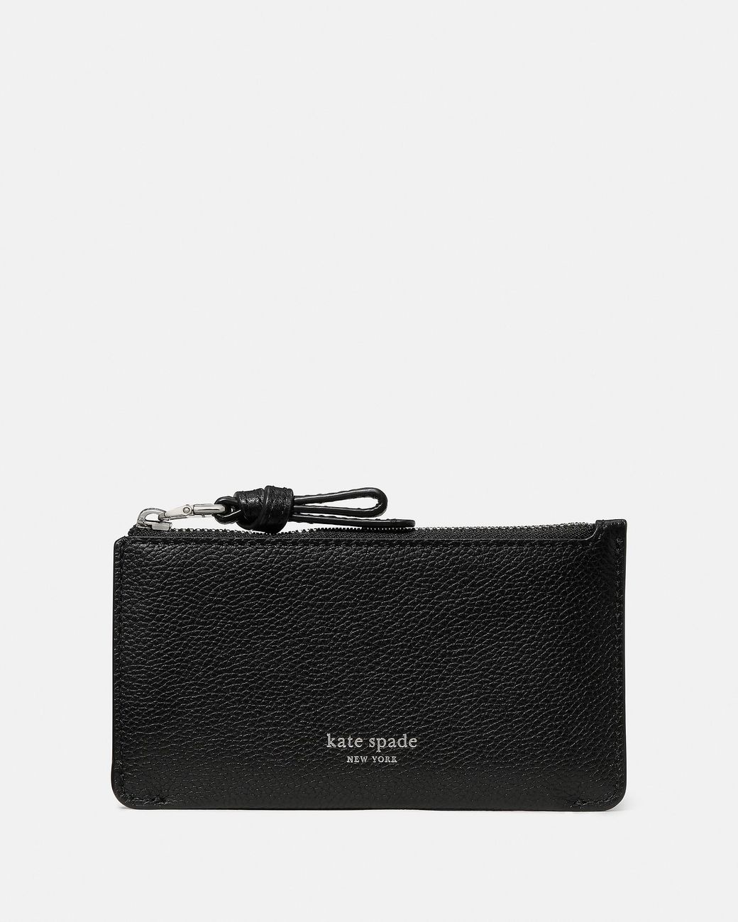 Kate Spade Black Loop Pebbled Leather Ew Zip Card Case