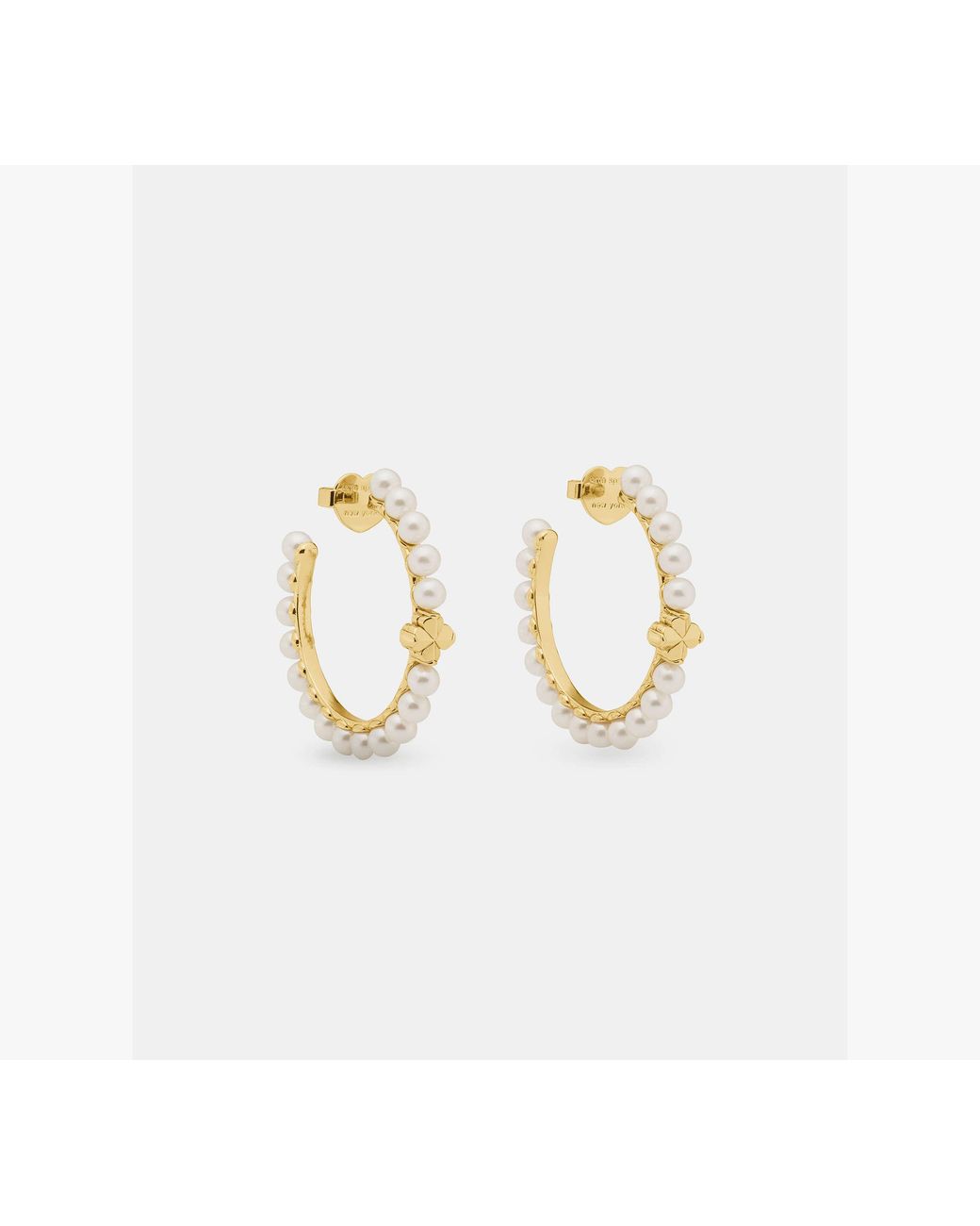 Kate Spade White Spade Flower Pearl Hoops
