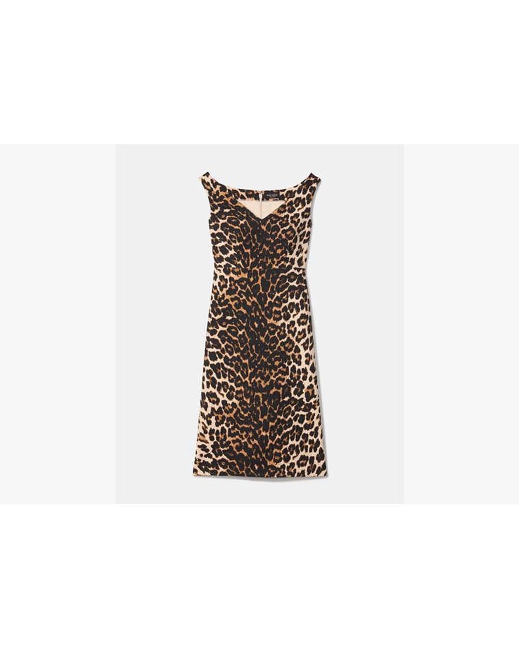 Kate Spade Natural Leopard V-Neck Midi Dress