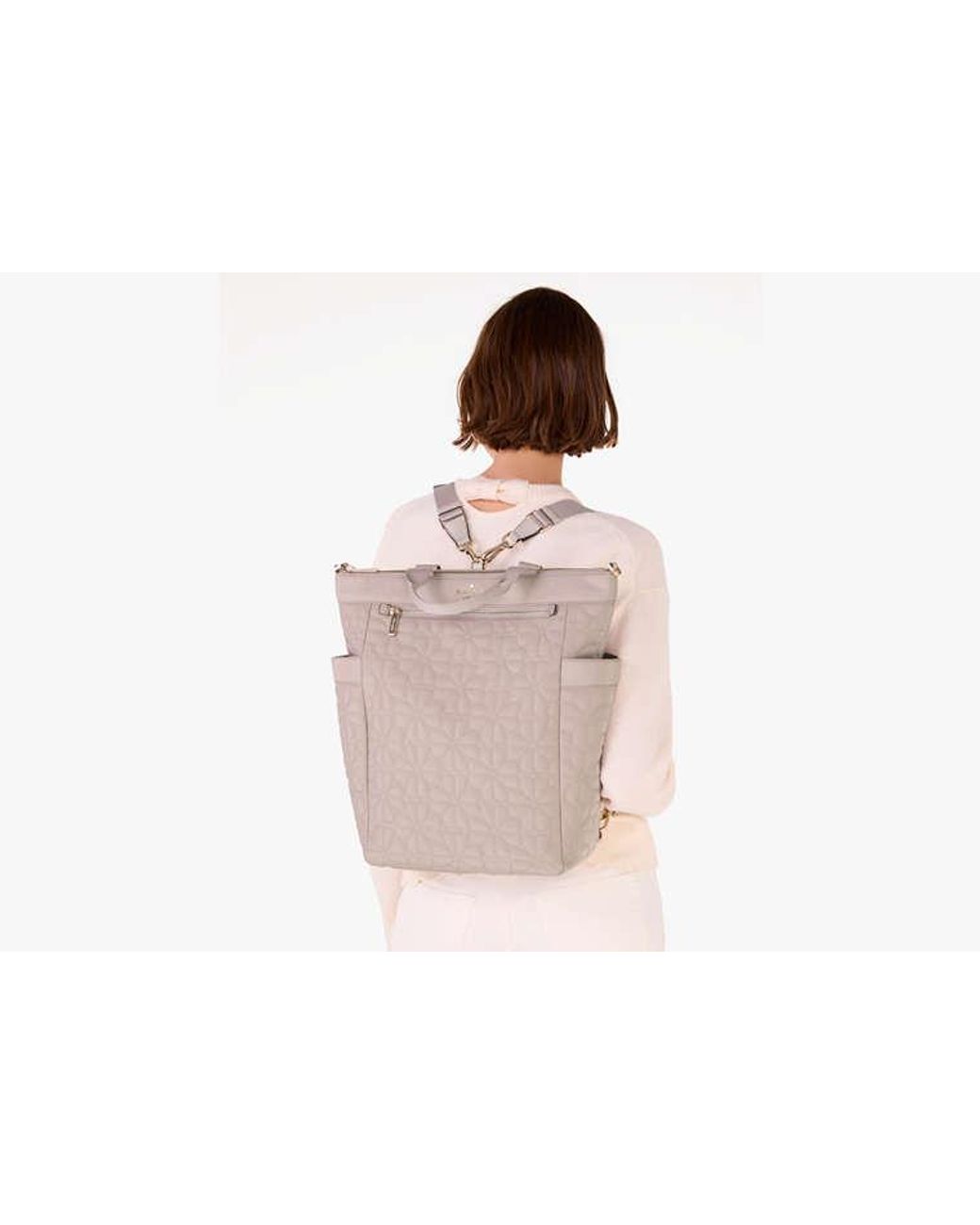 Spade Flower Quilted Medium Convertible Backpack in Cozy Grey Kate Spade Spade Flower Quilted Convertible Backpack In Cozy  main image 2