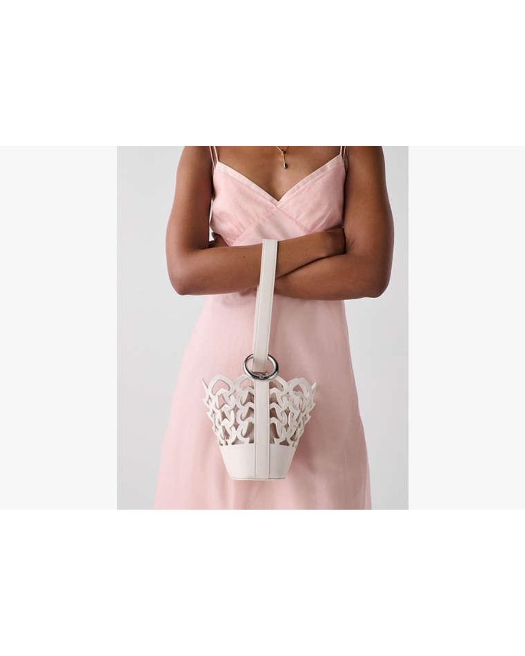 Kate Spade White Halo Woven Mini Bucket Bag