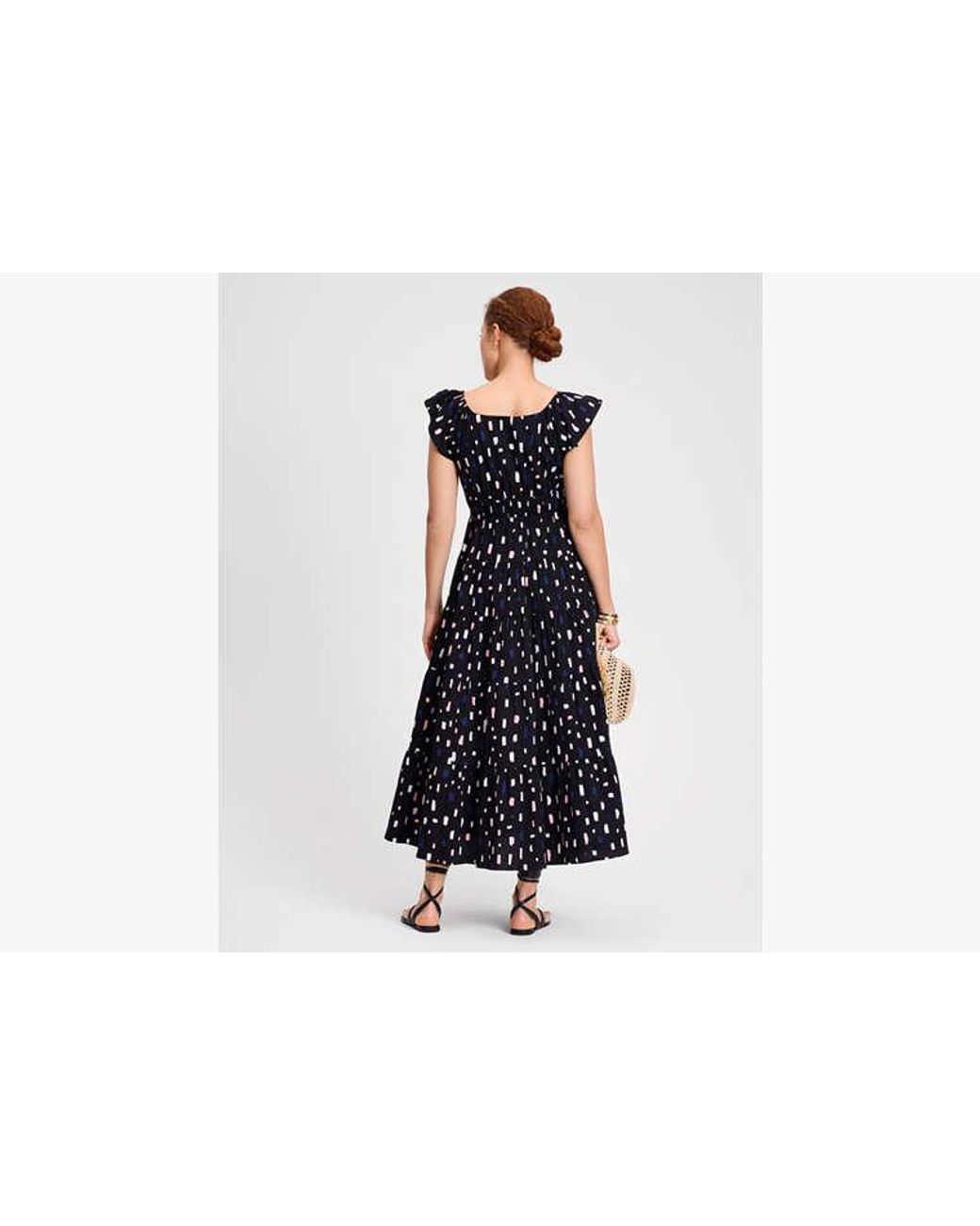 【Kate Spade】Painterly Strokes Flutter Sleeve Dress国内発送 Kate Spade Painterly Strokes Flutter Sleeve Dress in Black