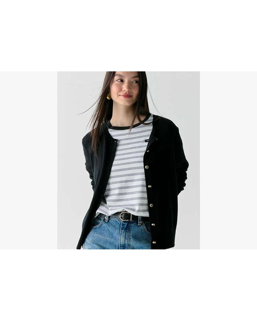 Kate Spade Black Spade Flower Button Lightweight Cardigan