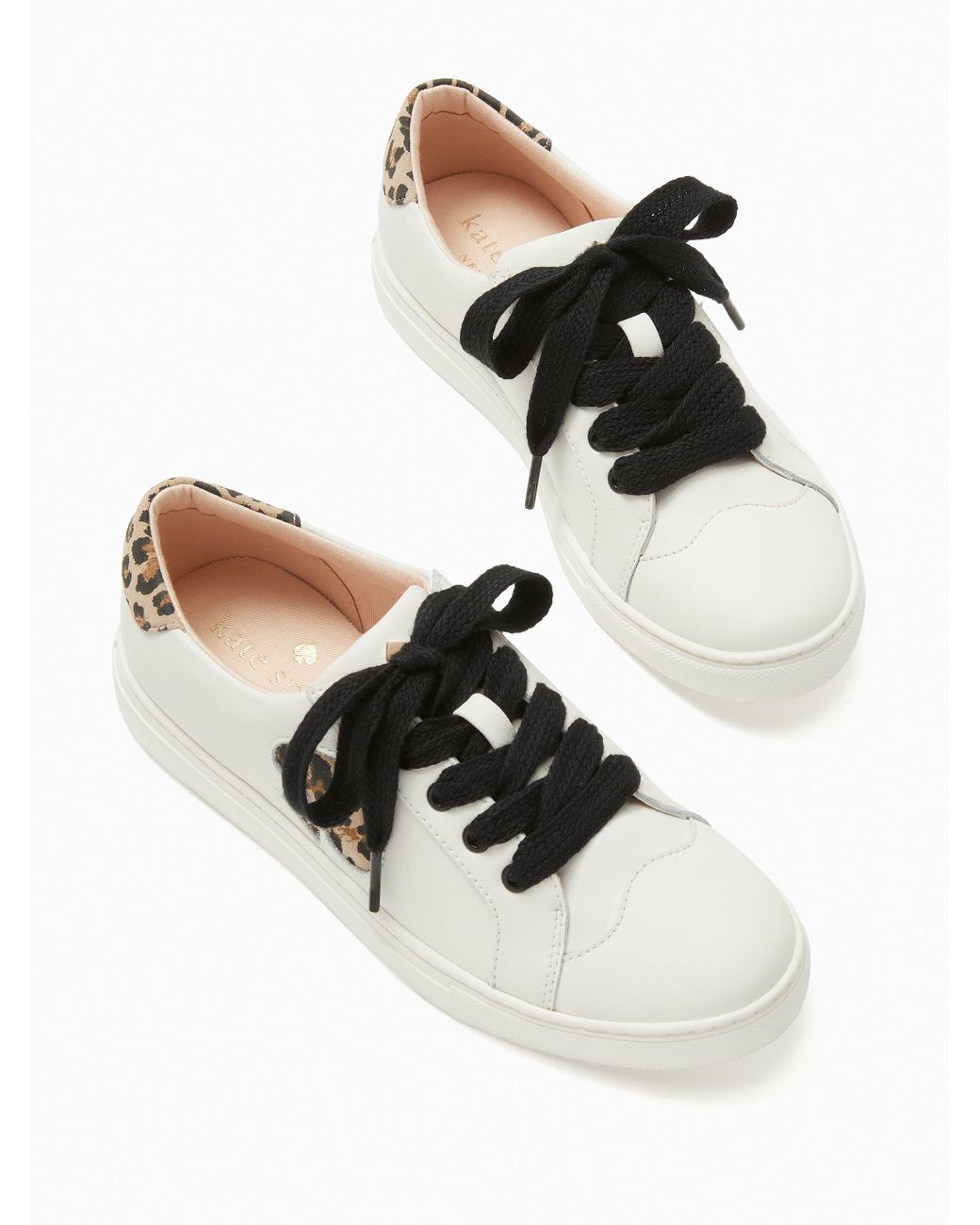 Kate Spade Leather Fez Sneakers, White/leopard Multi 11 Lyst