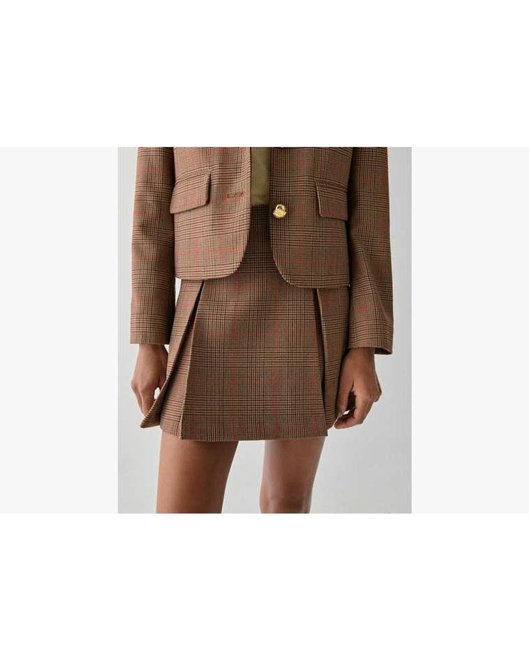 Kate Spade Brown Kate Spade Plaid Box Pleat Mini Skirt