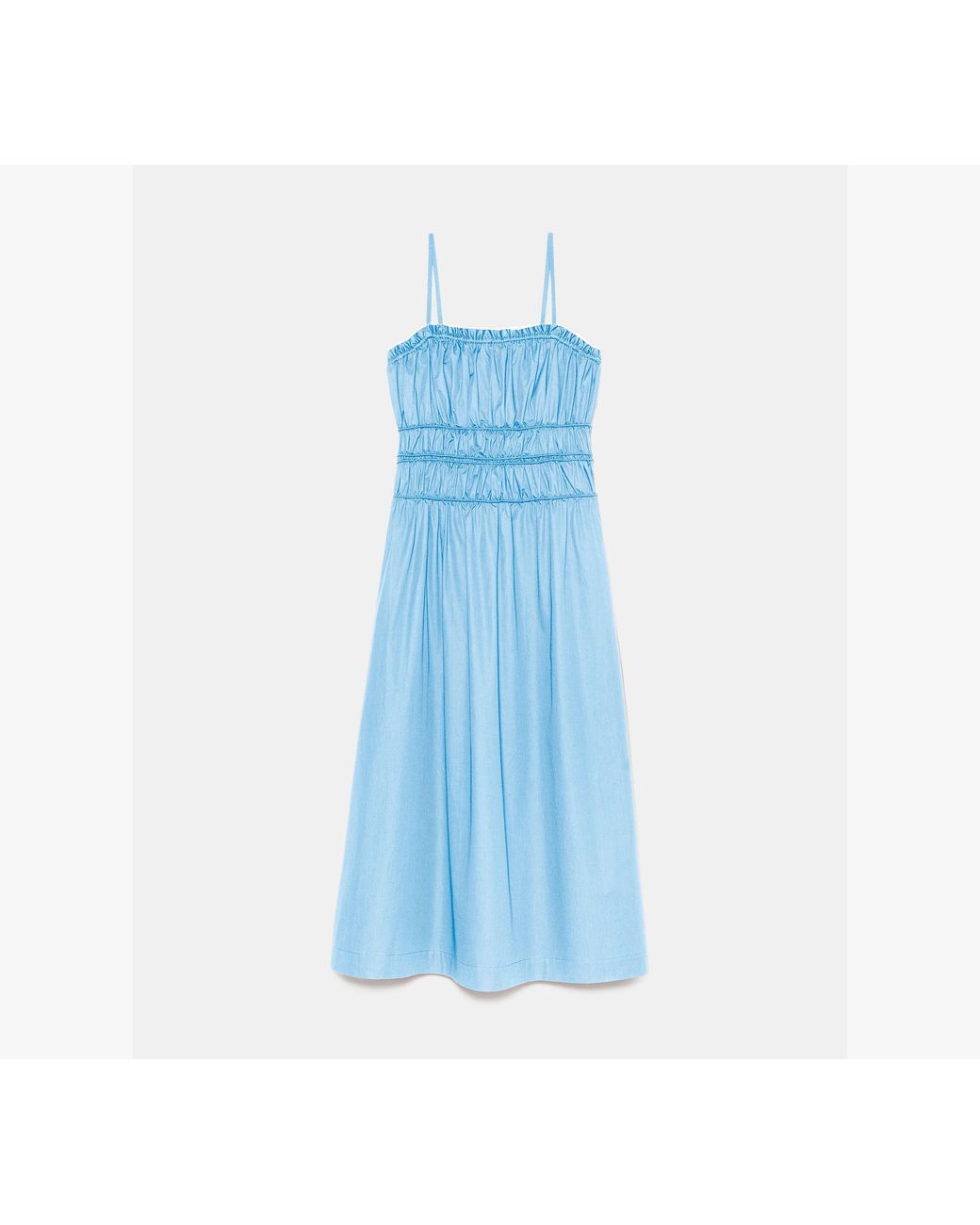 Kate Spade Blue Smocked Strapless Midi Dress