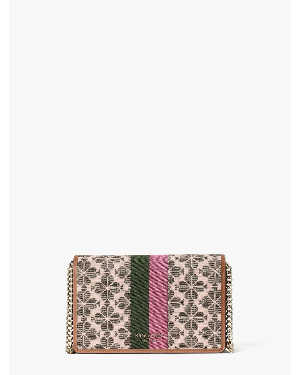 Kate Spade Synthetic Spade Flower Jacquard Stripe Chain Wallet in Pink