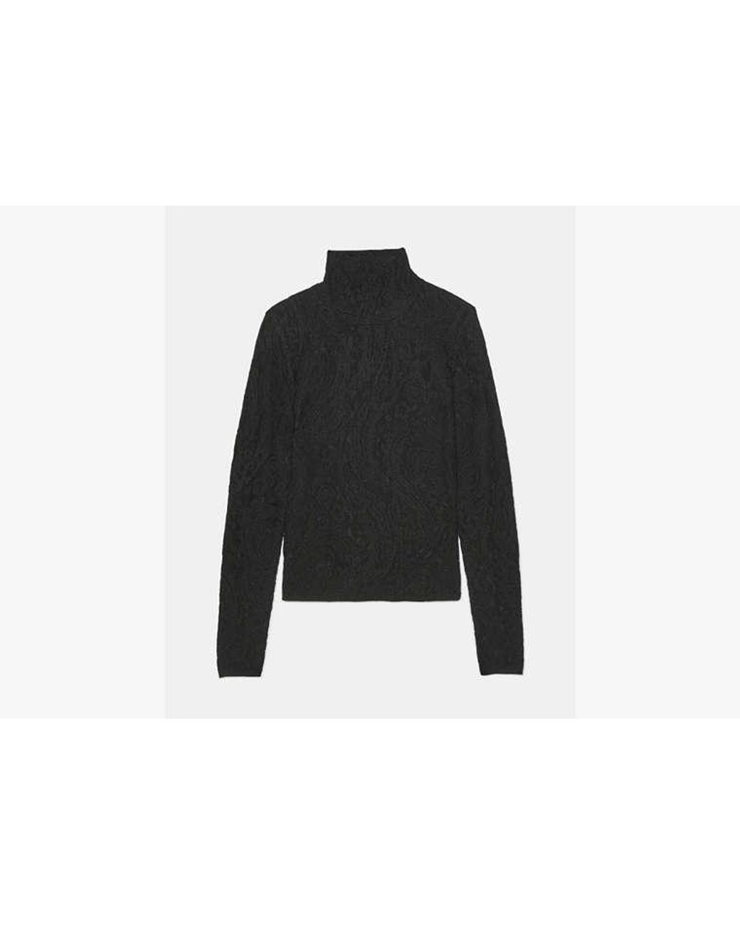 Kate Spade Black Kate Spade Lace Knit Turtleneck Top