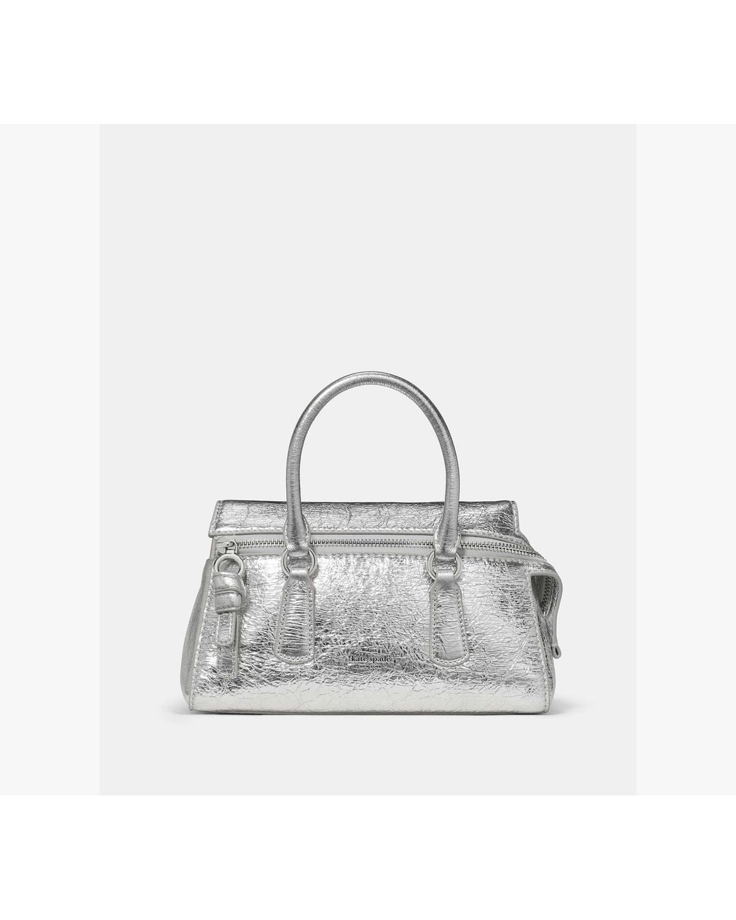 Kate Spade White Kate Spade Bond Crinkle Metallic Leather Mini Bag