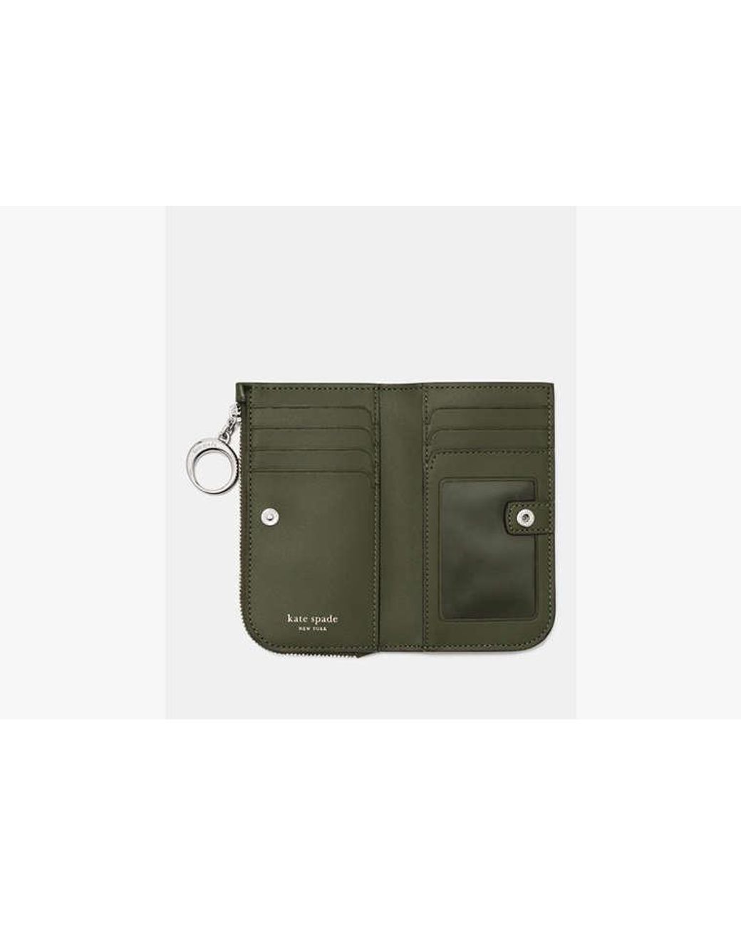 Kate Spade Green Halo Fine Grain Leather Small Slim Bifold Wallet