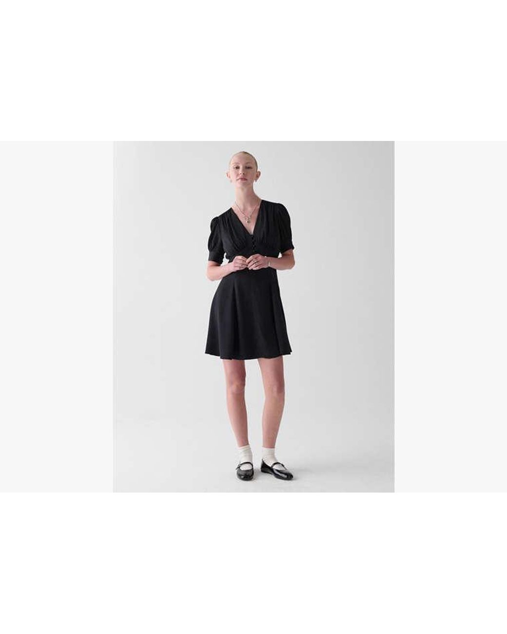 Kate Spade Black Kate Spade Fluid Puff Sleeve Mini Dress