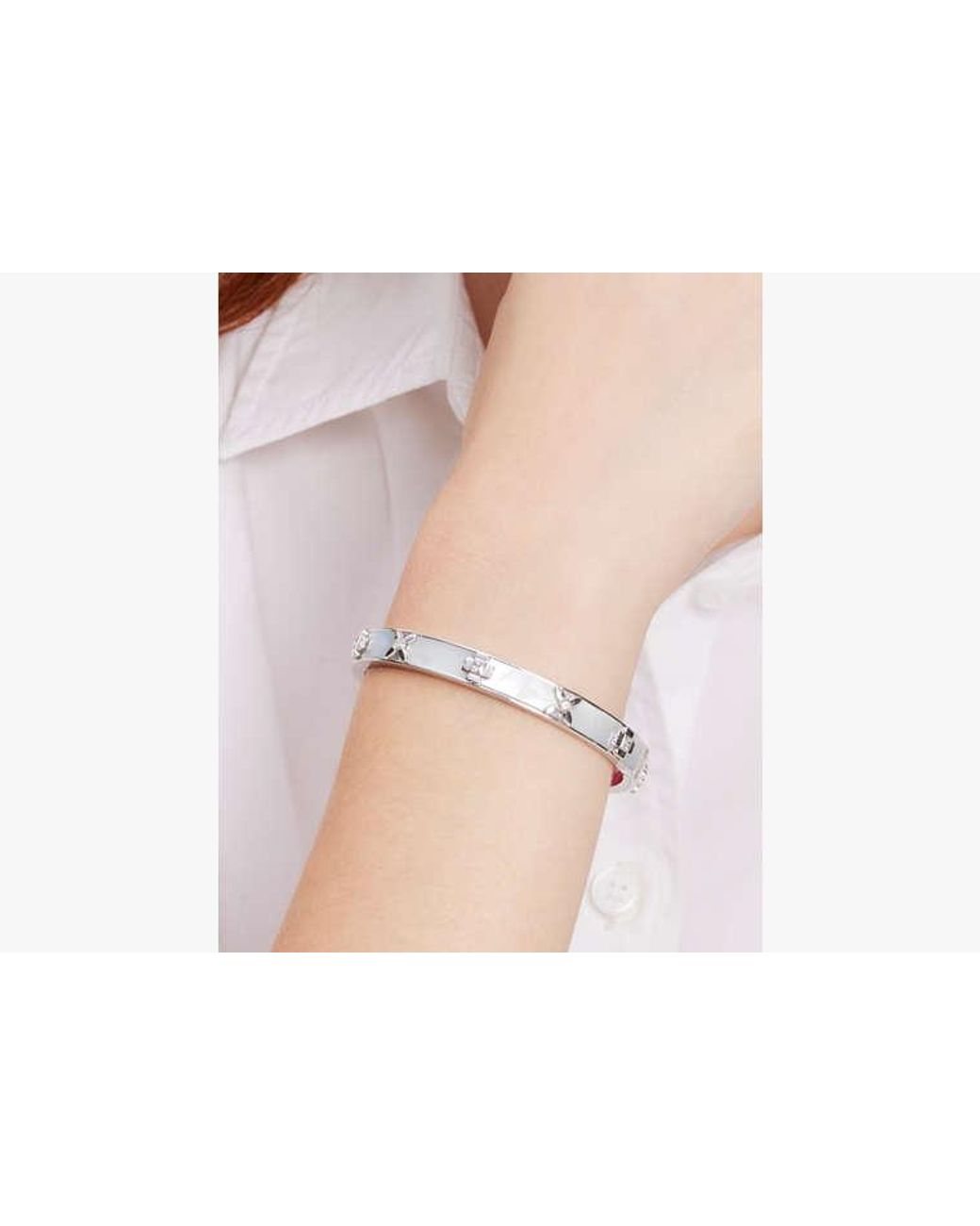 Kate Spade White Kate Spade Heritage Bloom Hinged Bangle Bracelet