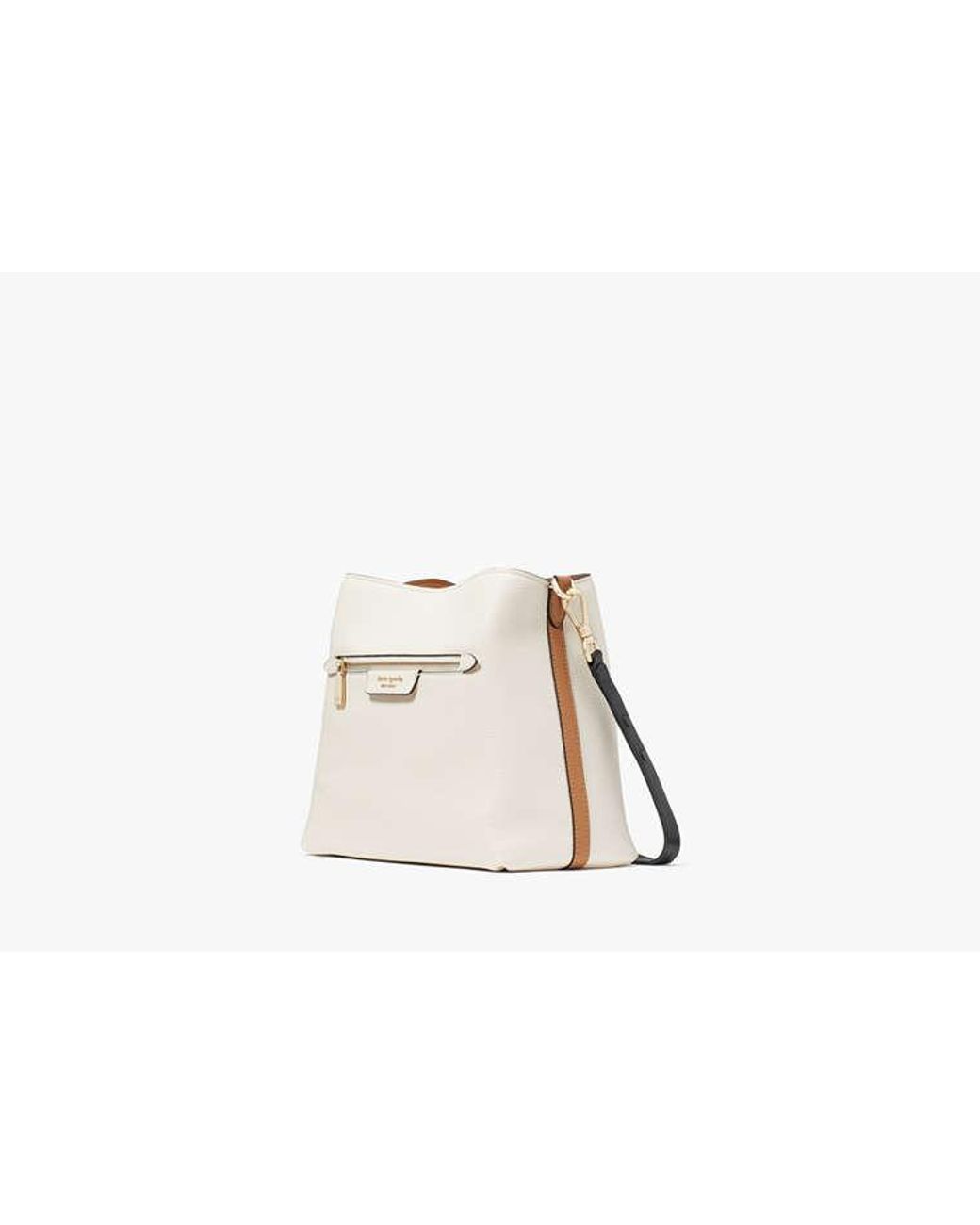 Kate Spade White Kate Spade Hudson Colorblocked Pebbled Leather Shoulder Bag