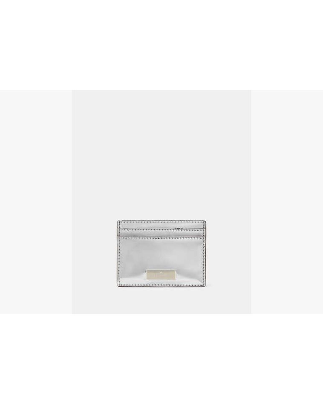 Kate Spade White Bridget Mirror Metallic Small Slim Card Holder