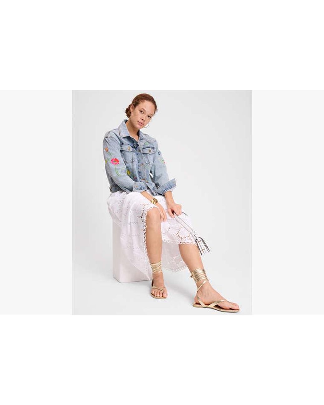 Kate Spade Floral Embroidered Denim Jacket in Blue | Lyst UK