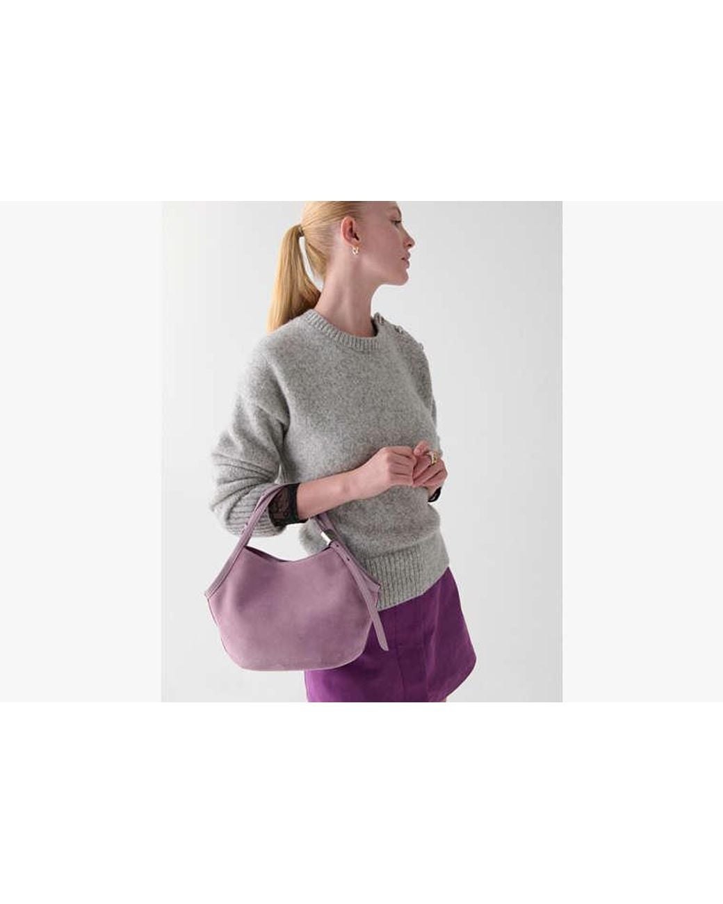 Kate Spade Purple Deco Suede Small Tulip Tote Bag