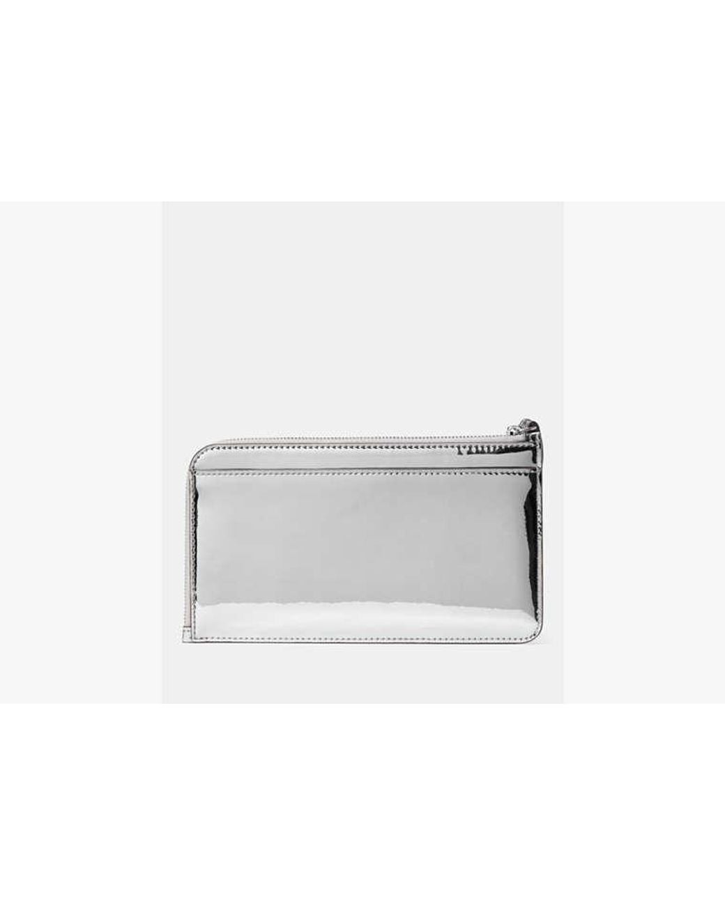 Kate Spade White Kate Spade Lucy Mirror Metallic Medium L-Zip Wristlet