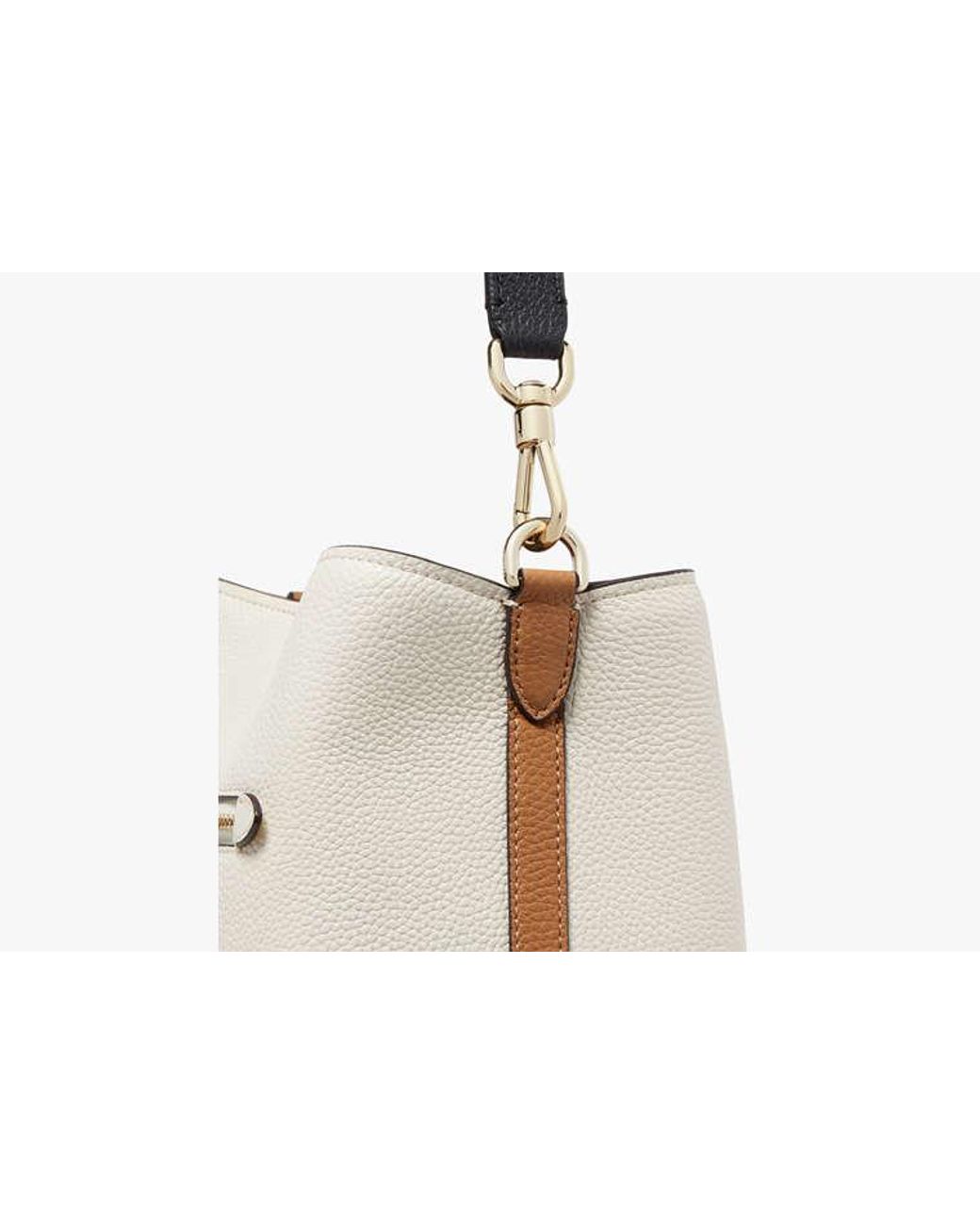 Kate Spade White Kate Spade Hudson Colorblocked Pebbled Leather Shoulder Bag