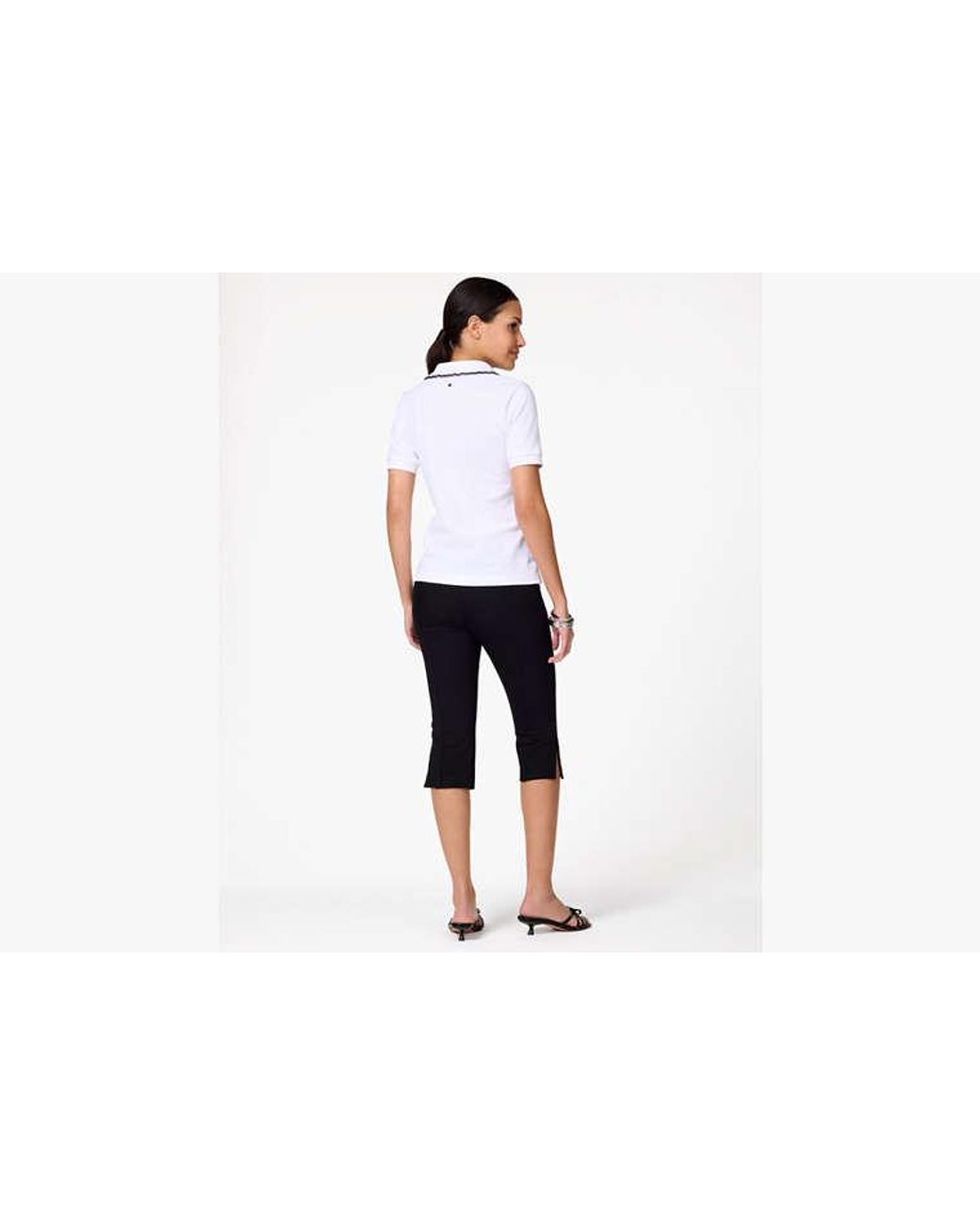 Kate Spade White Ruffle Logo Polo Shirt