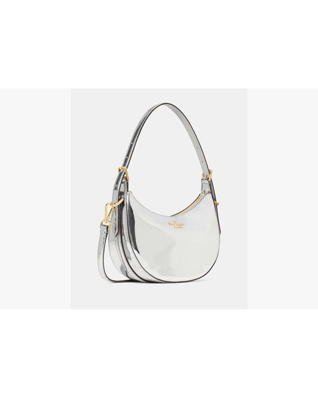 Kate Spade White Nova Mirror Metallic Small Crescent Shoulder Bag