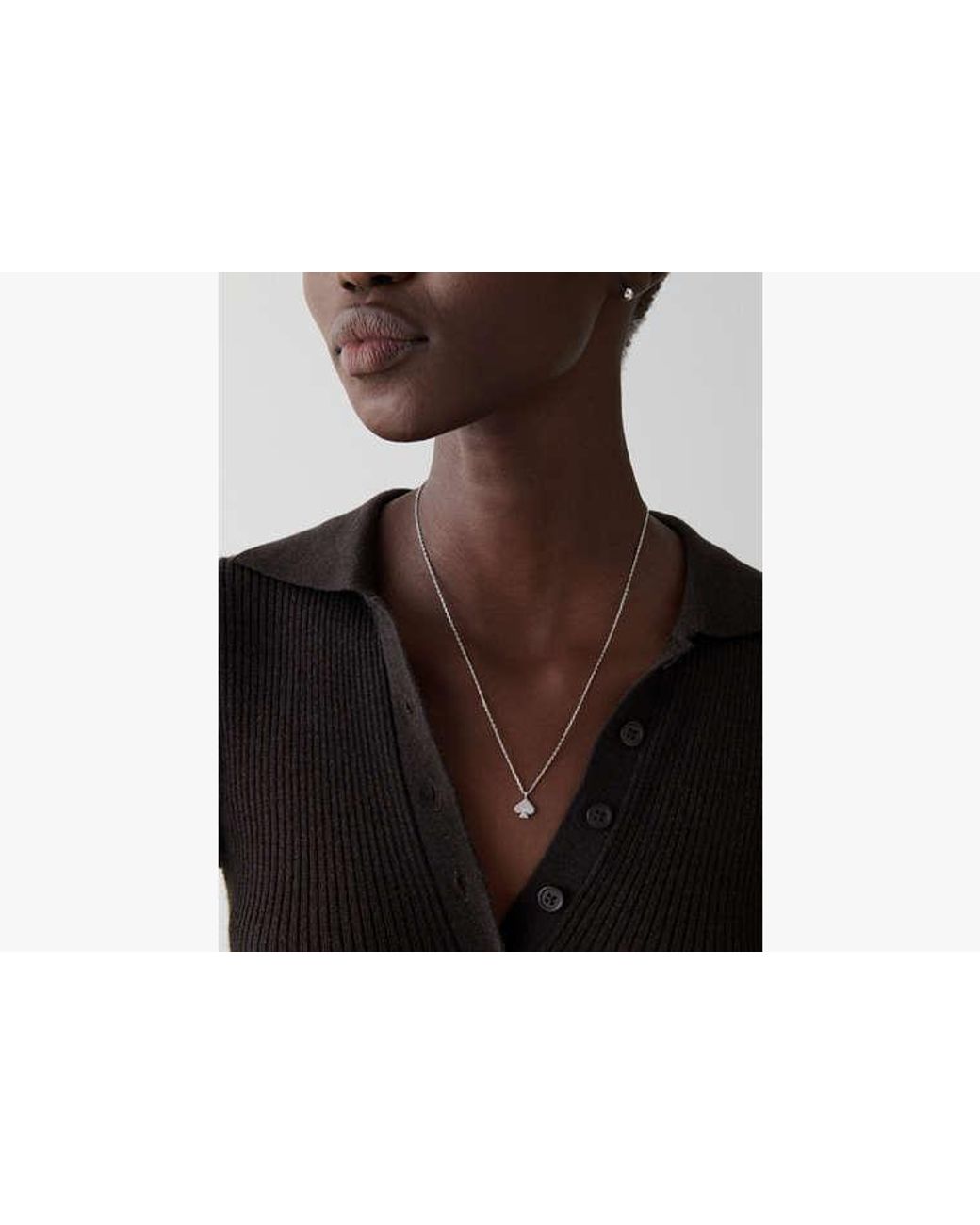 Kate Spade White Kate Spade Everyday Spade Pave Mini Pendant Necklace