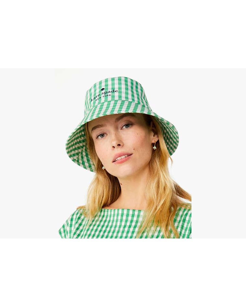 kate spade ハット Kate Spade Jazzy Gingham Bucket Hat in Green | Lyst