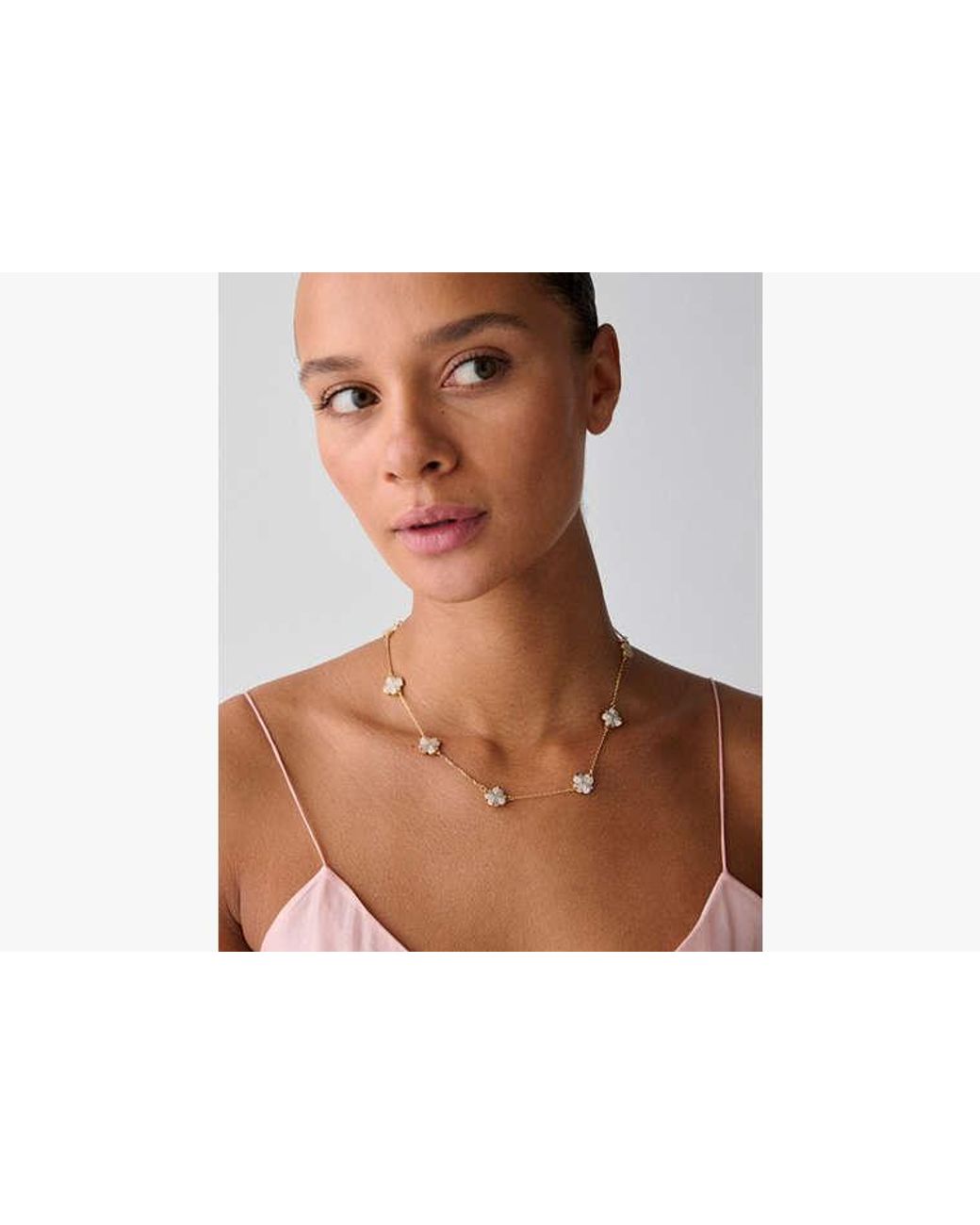 Kate Spade White Kate Spade Spade Flower Pave Scatter Necklace