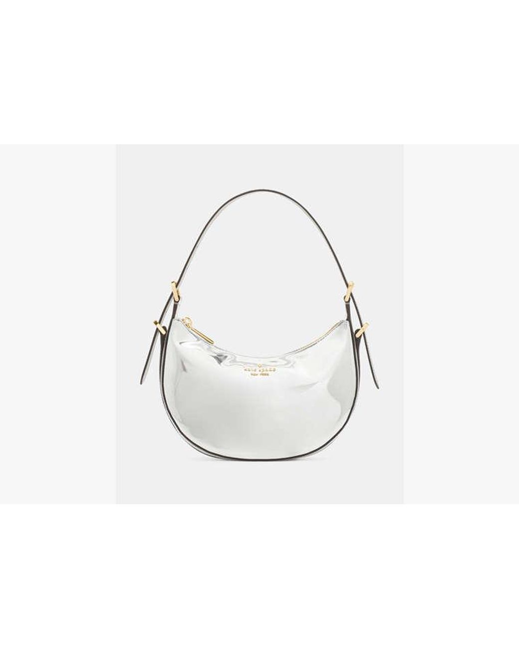 Kate Spade White Nova Mirror Metallic Small Crescent Shoulder Bag