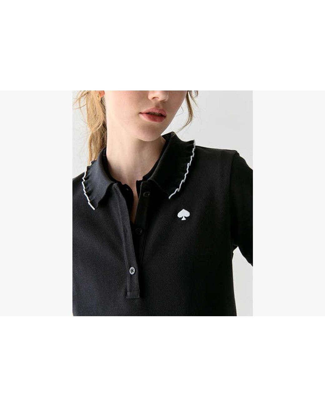 Kate Spade Black Ruffle Logo Polo Dress