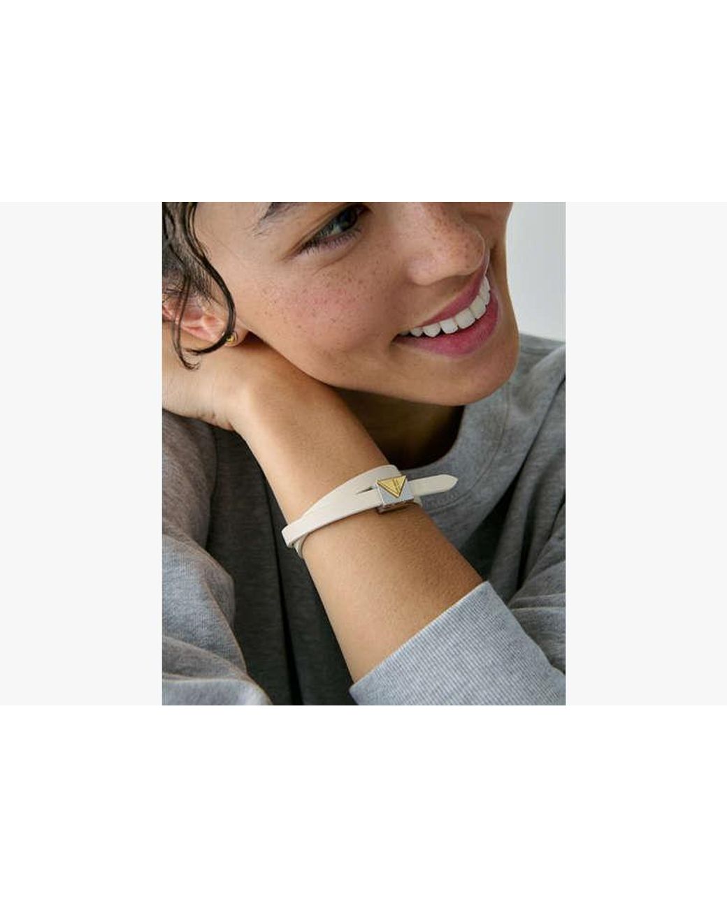 Kate Spade White Deco Leather Wrap Bracelet