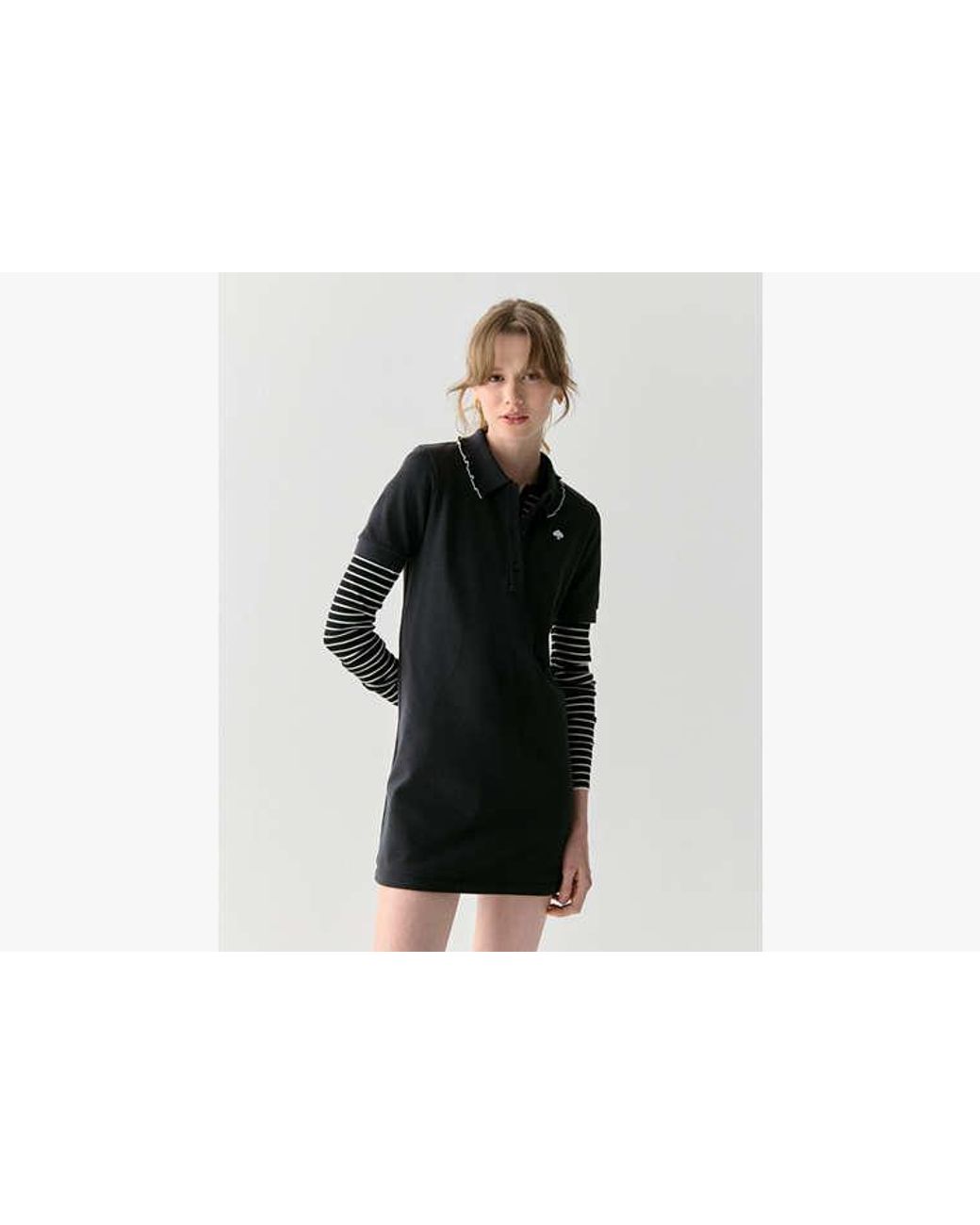Kate Spade Black Ruffle Logo Polo Dress