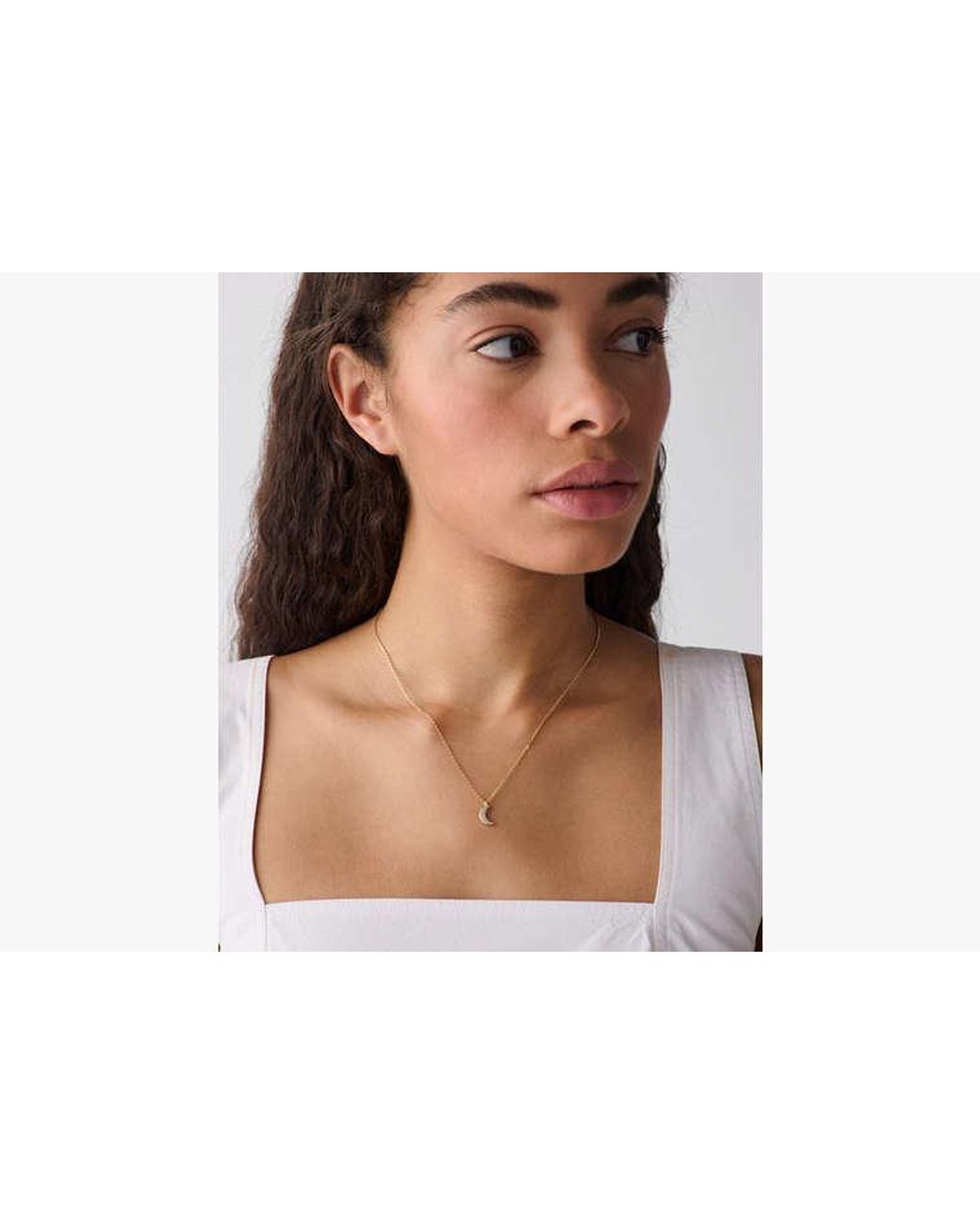 Kate Spade White Kate Spade You'Re A Gem Pave Moon Pendant