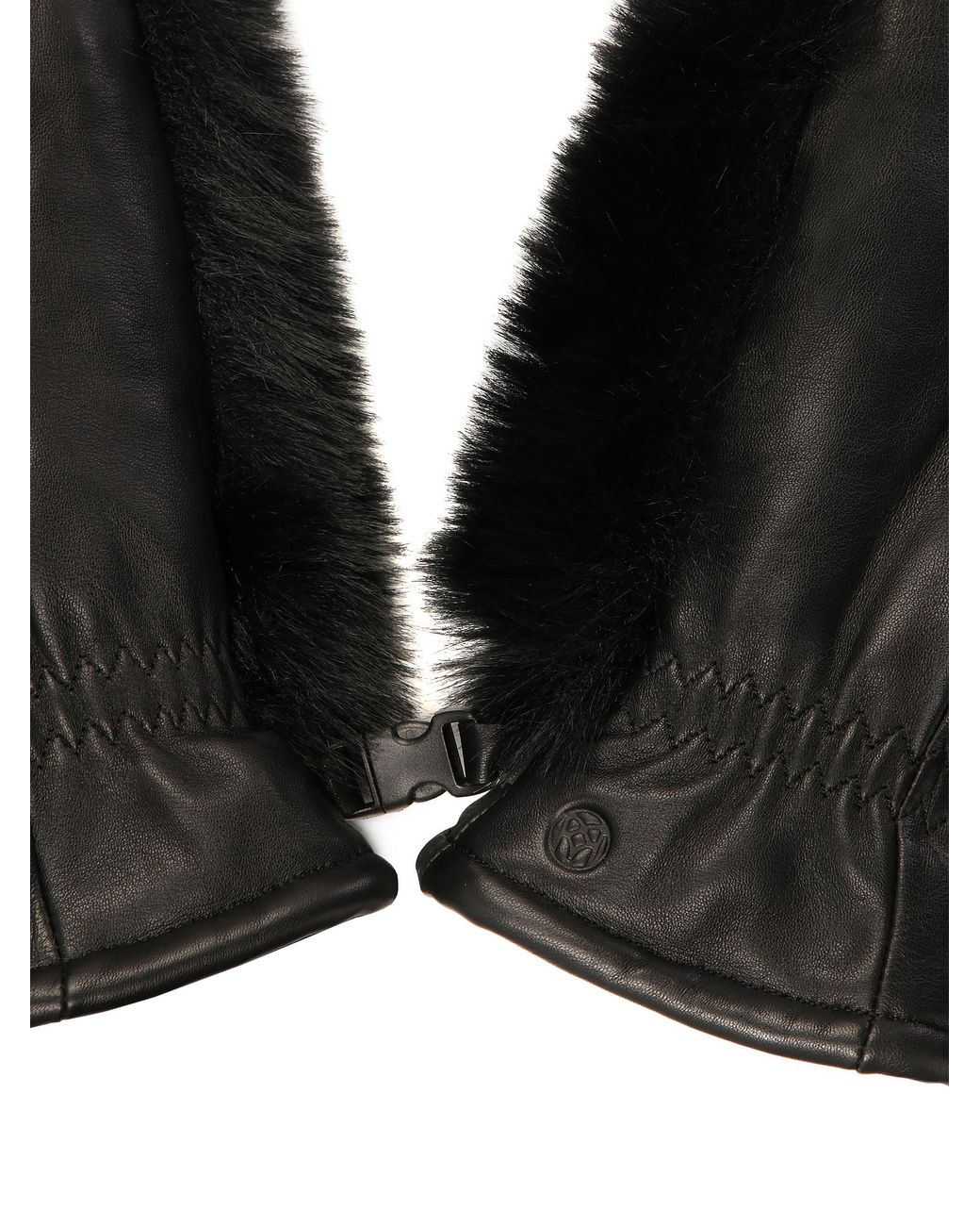 Kazar Black Einfinger-Lederhandschuhe Mit Kunstfell