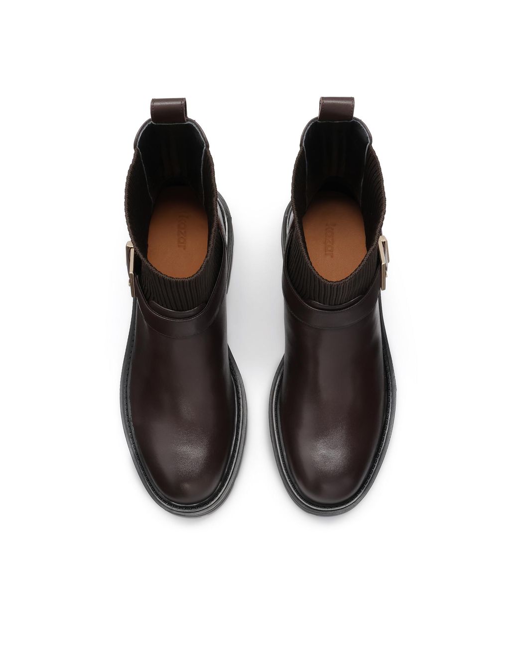 Kazar Black Braune Schlupfstiefel Aus Leder Und Stoff