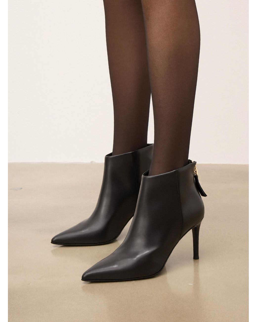 Kazar Black Schwarze Lederstiefel Mit Stilettoabsatz Und Reißverschluss An Der Rückseite