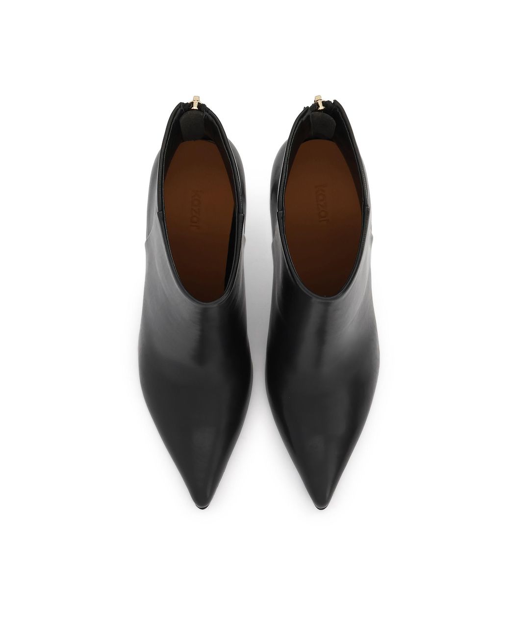 Kazar Black Schwarze Lederstiefel Mit Stilettoabsatz Und Reißverschluss An Der Rückseite