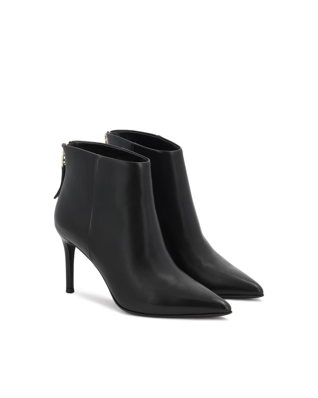 Kazar Black Schwarze Lederstiefel Mit Stilettoabsatz Und Reißverschluss An Der Rückseite